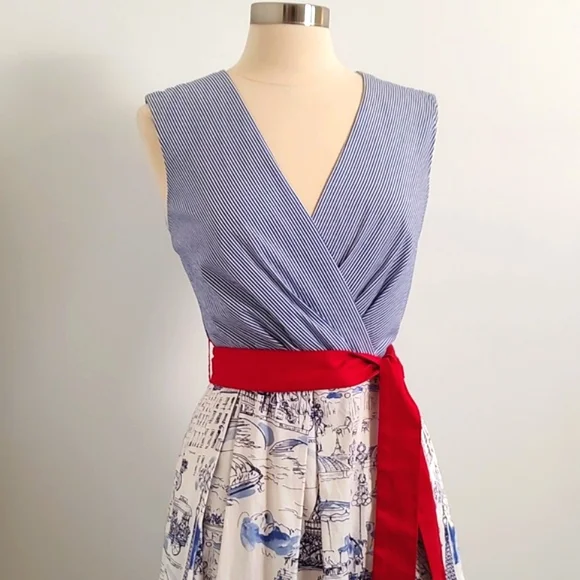 Chetta B Woman's Summer Paris Print Fit & Flare Dress/ Size 10 - Picture 2 of 14